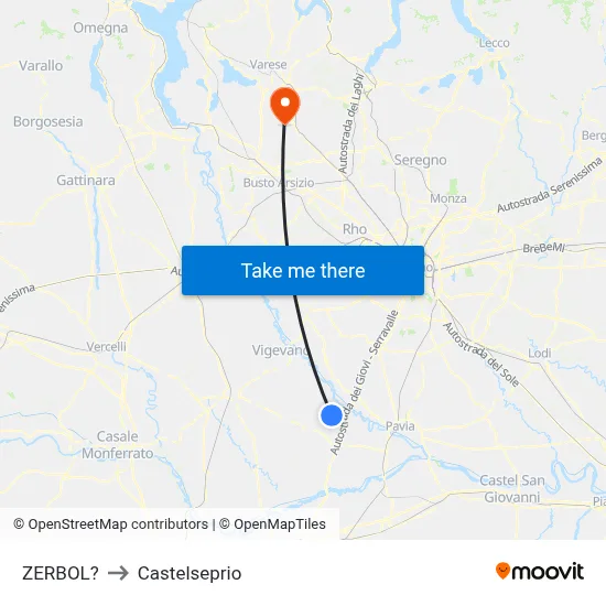 Zerbol to Castelseprio map