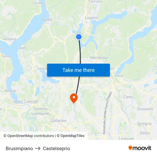 Brusimpiano to Castelseprio map