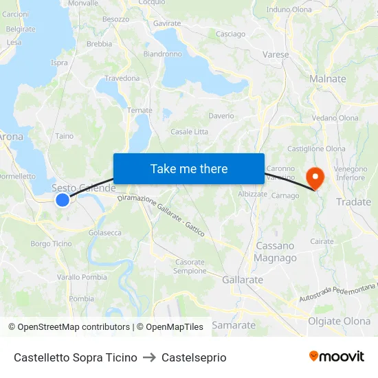 Castelletto Sopra Ticino to Castelseprio map