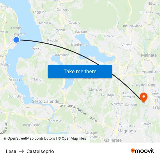 Lesa to Castelseprio map