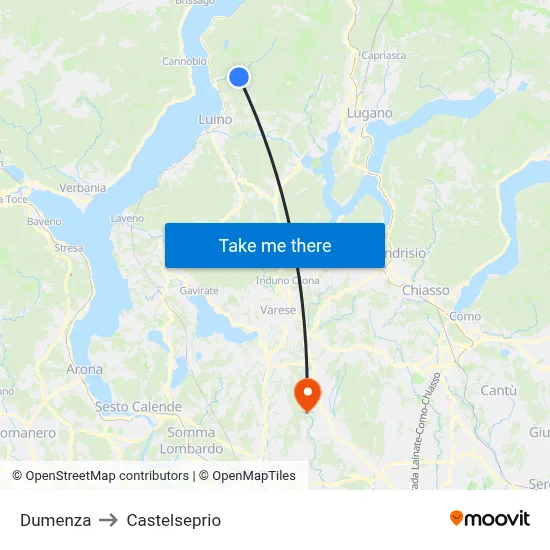 Dumenza to Castelseprio map