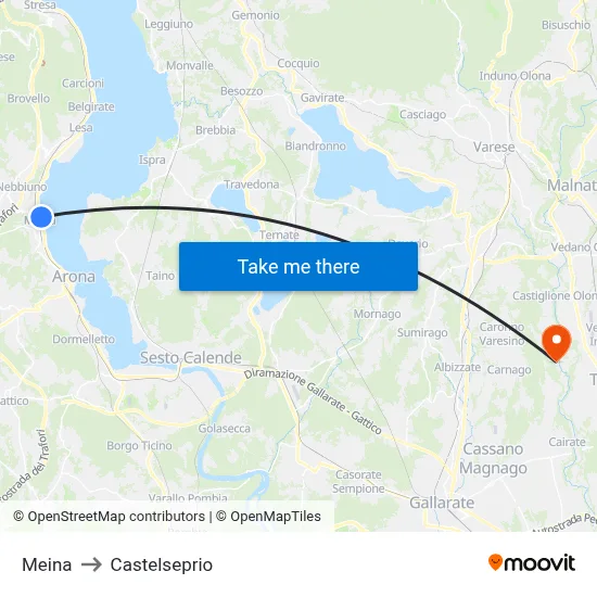 Meina to Castelseprio map