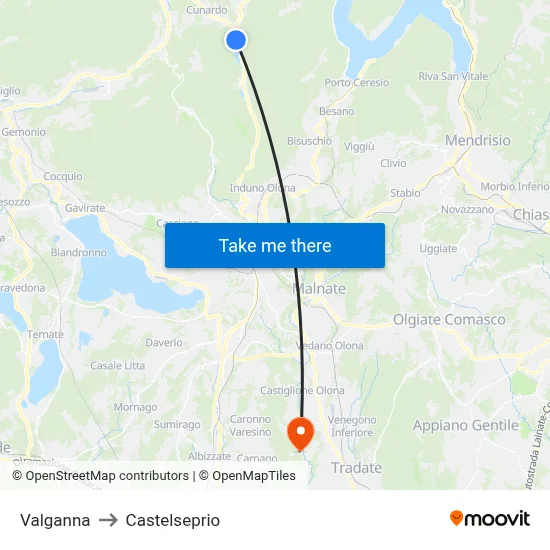 Valganna to Castelseprio map