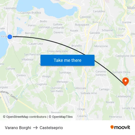 Varano Borghi to Castelseprio map