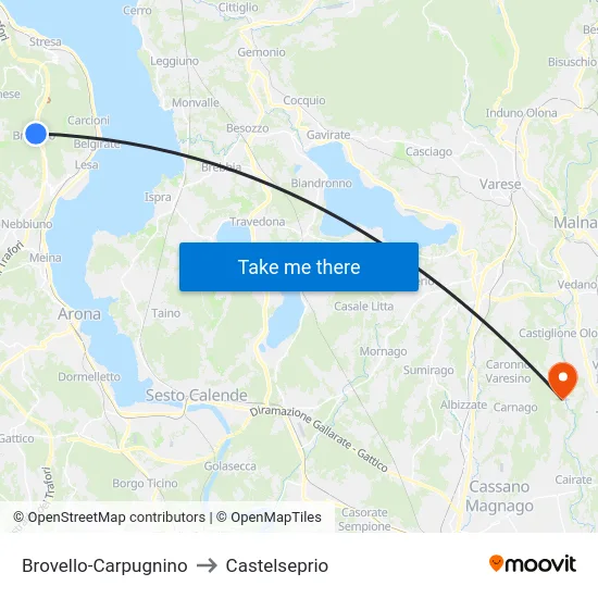 Brovello-Carpugnino to Castelseprio map