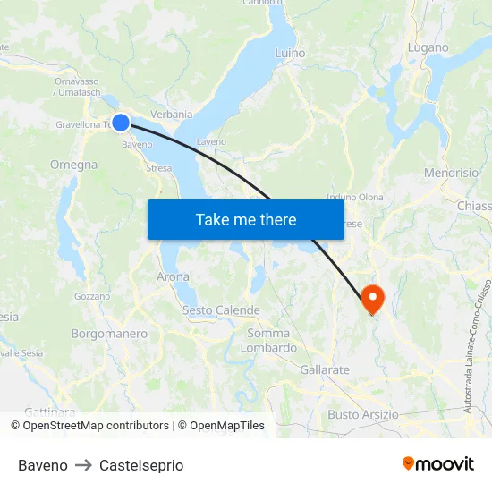 Baveno to Castelseprio map