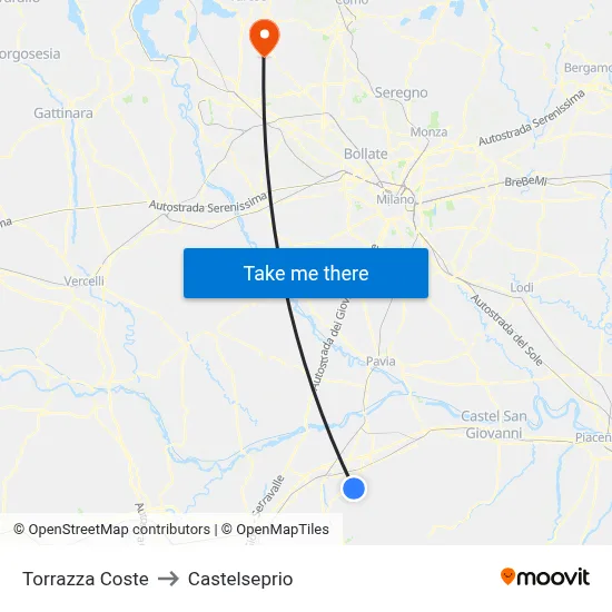 Torrazza Coste to Castelseprio map