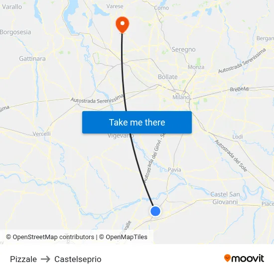 Pizzale to Castelseprio map