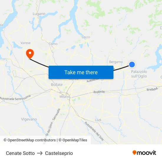 Cenate Sotto to Castelseprio map