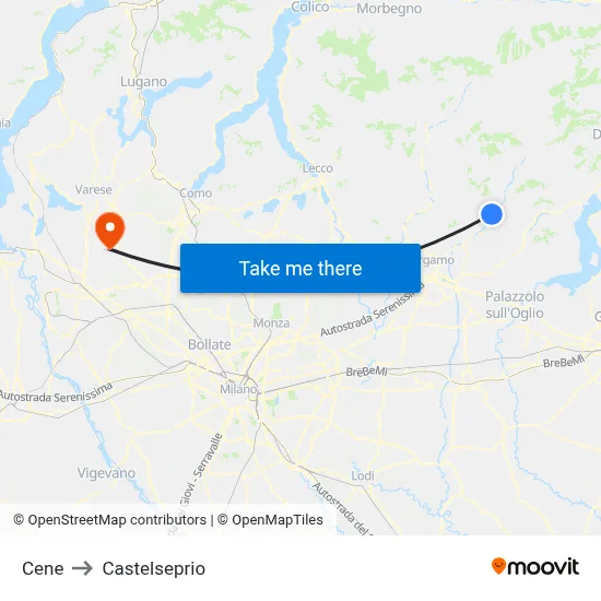 Cene to Castelseprio map