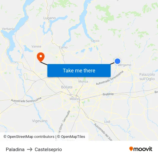 Paladina to Castelseprio map