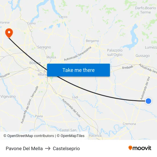 Pavone Del Mella to Castelseprio map