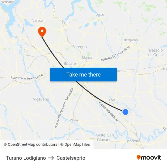Turano Lodigiano to Castelseprio map