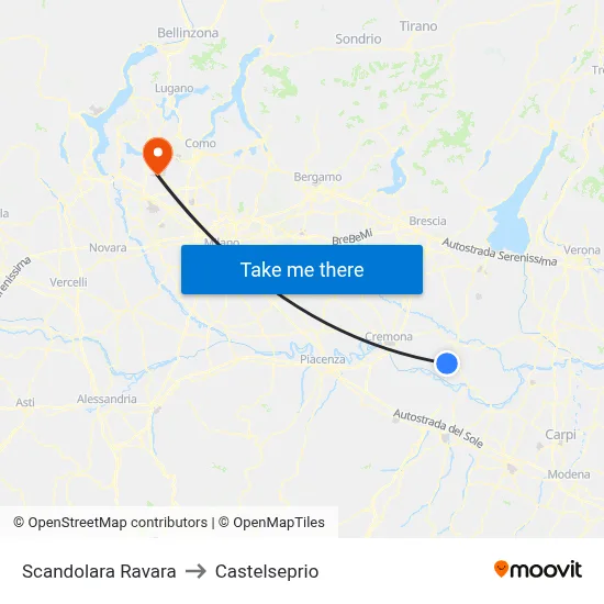 Scandolara Ravara to Castelseprio map