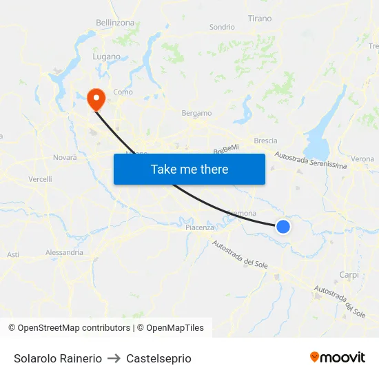 Solarolo Rainerio to Castelseprio map