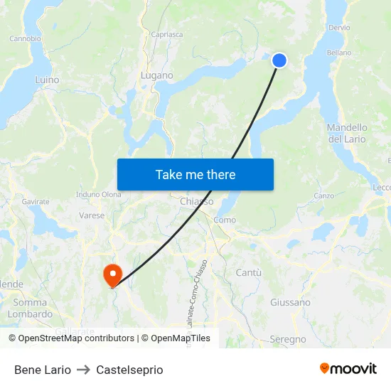 Bene Lario to Castelseprio map