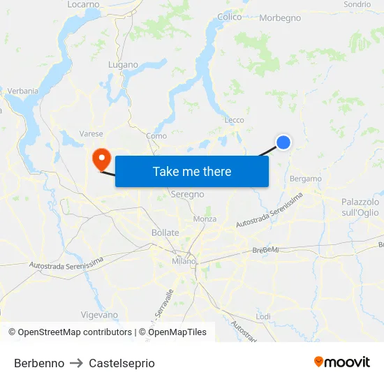 Berbenno to Castelseprio map