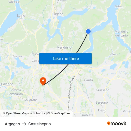 Argegno to Castelseprio map