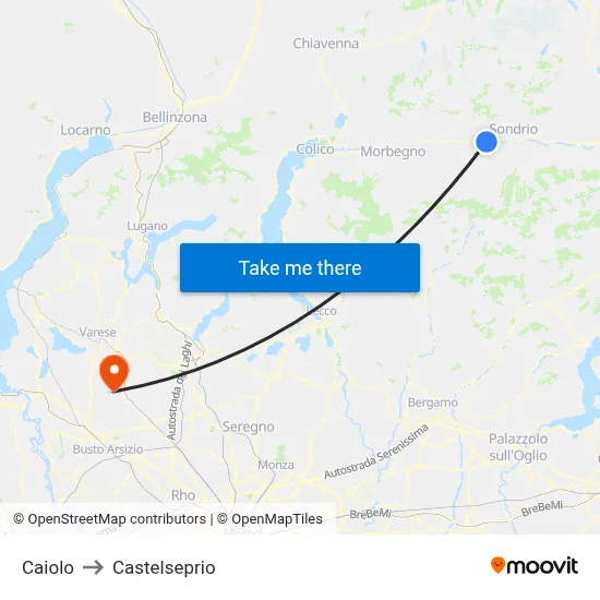 Caiolo to Castelseprio map