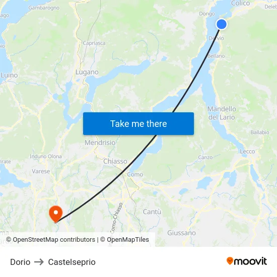 Dorio to Castelseprio map