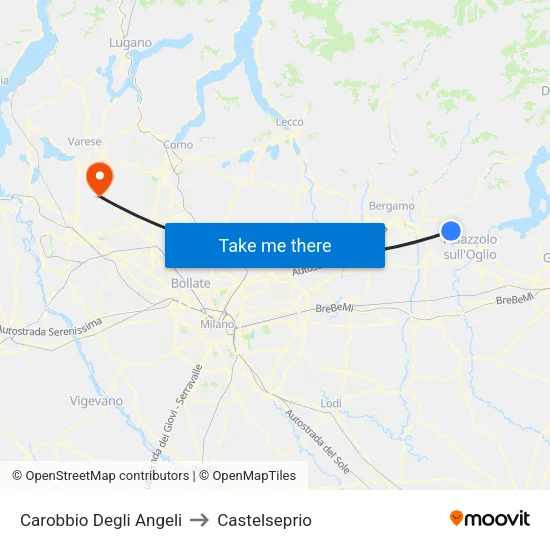 Carobbio Degli Angeli to Castelseprio map