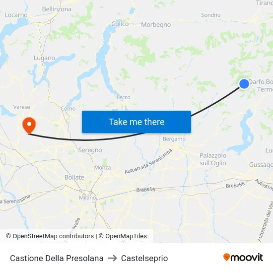 Castione Della Presolana to Castelseprio map