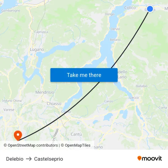 Delebio to Castelseprio map