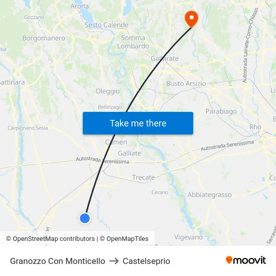 Granozzo Con Monticello to Castelseprio map