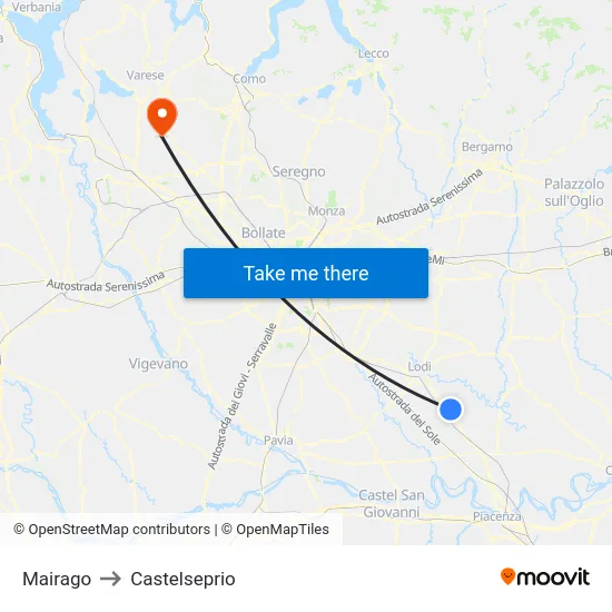Mairago to Castelseprio map