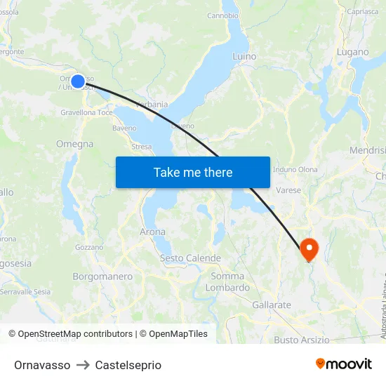 Ornavasso to Castelseprio map