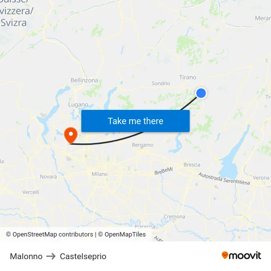 Malonno to Castelseprio map