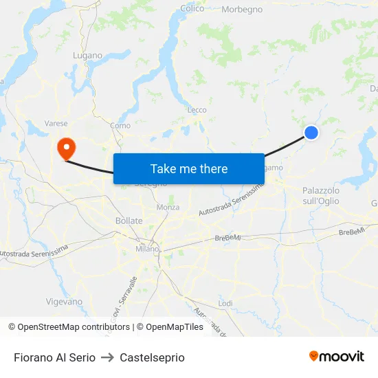 Fiorano al Serio to Castelseprio map
