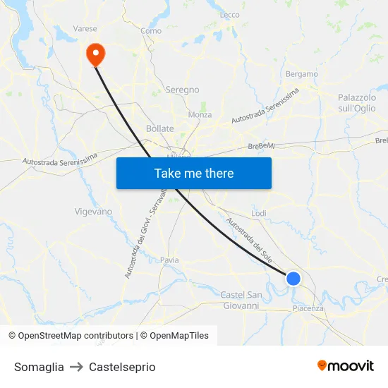 Somaglia to Castelseprio map