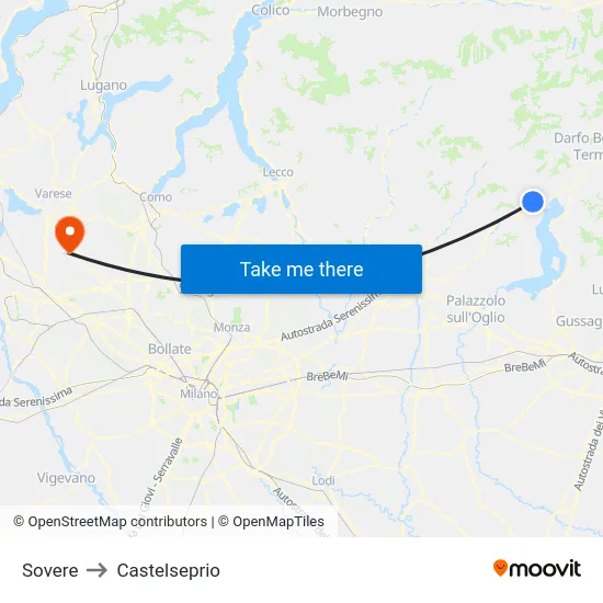 Sovere to Castelseprio map