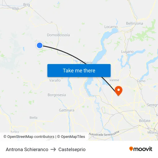 Antrona Schieranco to Castelseprio map