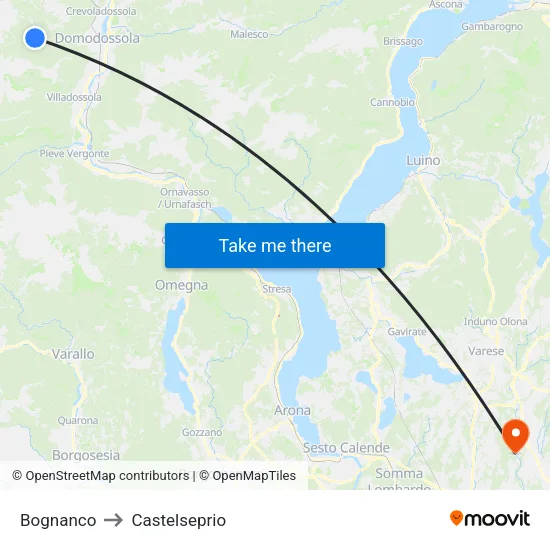 Bognanco to Castelseprio map