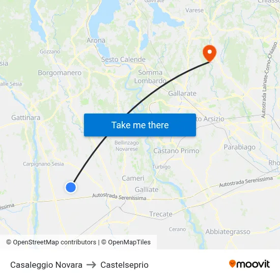 Casaleggio Novara to Castelseprio map
