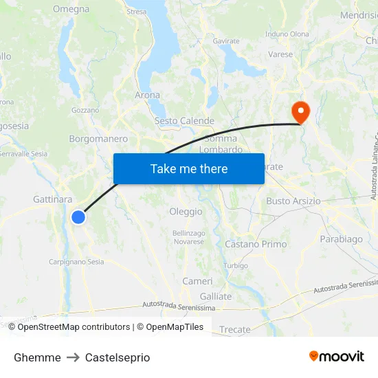 Ghemme to Castelseprio map
