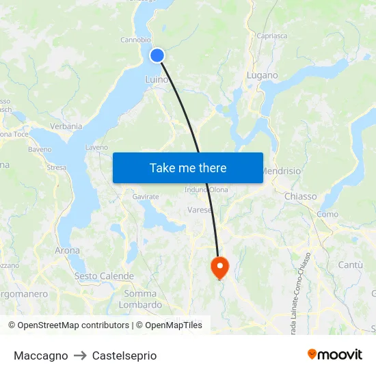 Maccagno to Castelseprio map