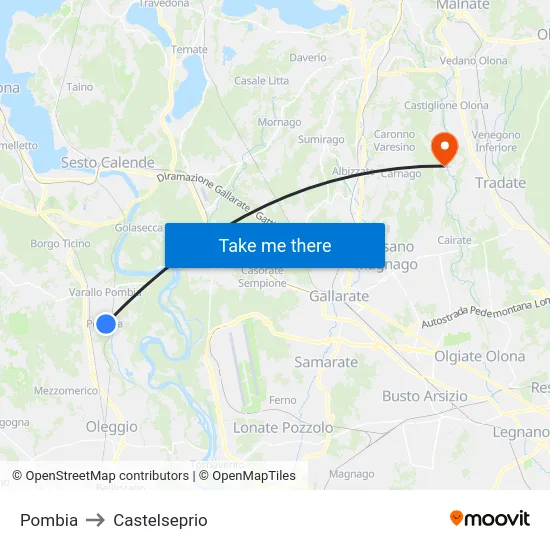Pombia to Castelseprio map