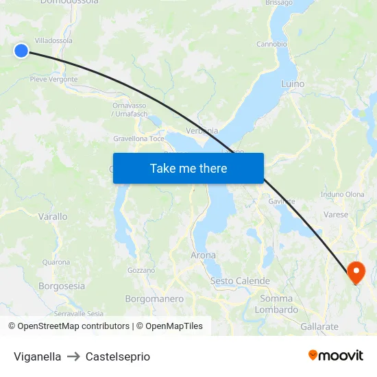 Viganella to Castelseprio map