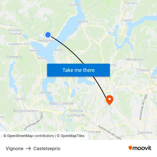 Vignone to Castelseprio map