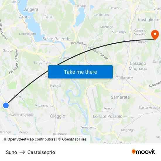 Suno to Castelseprio map