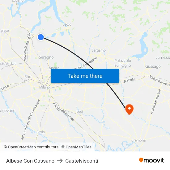 Albese con Cassano to Castelvisconti map