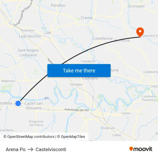 Arena Po to Castelvisconti map