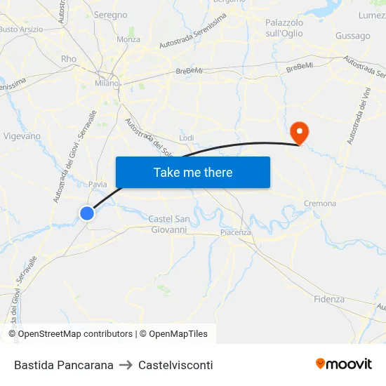 Bastida Pancarana to Castelvisconti map