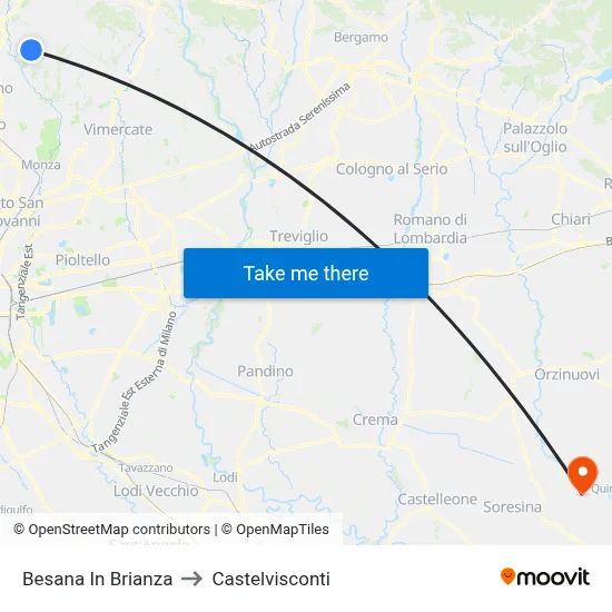Besana in Brianza to Castelvisconti map