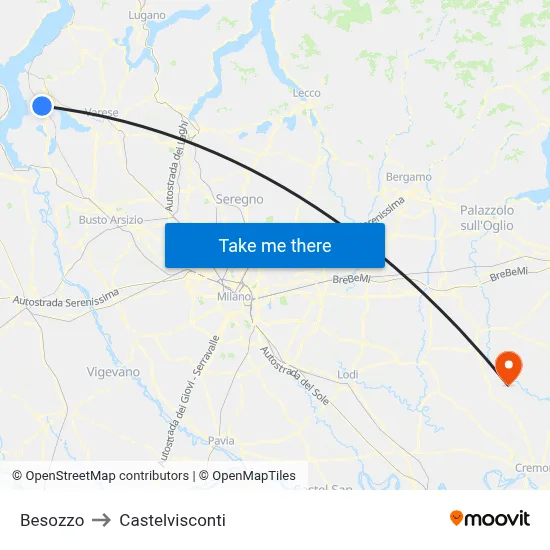 Besozzo to Castelvisconti map