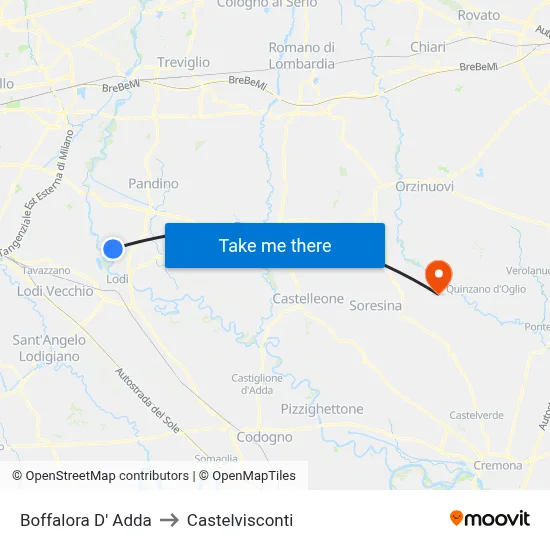 Boffalora D'Adda to Castelvisconti map
