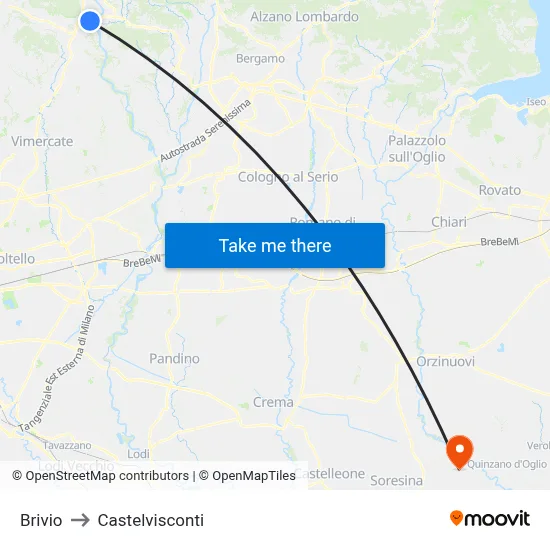 Brivio to Castelvisconti map